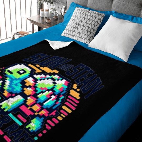 Cyber Turtle - Slow and Steady in 8-bit Color Baby Blankets
