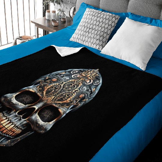 Vintage Day of the Dead Mexican Art Candy Skulls Baby Blankets