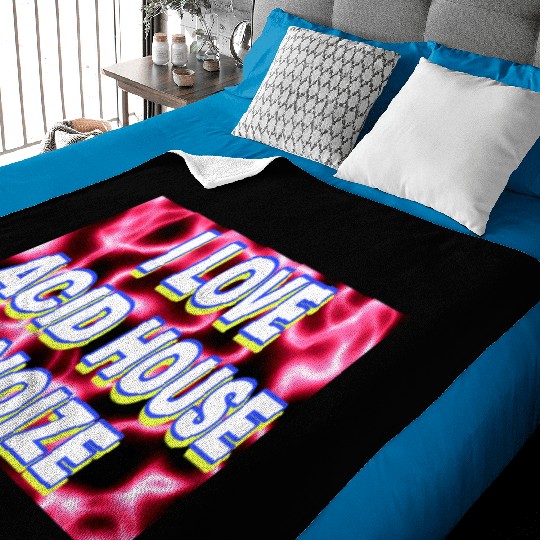 I LOVE ACID HOUSE NOIZE WHITE FONTS Baby Blankets