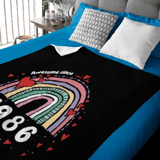 Cute Rainbow Awesome 1986 - 37th Birthday w/ Baby Blankets