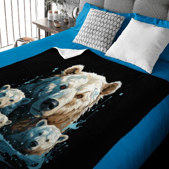 A Polar Bear Family Gift Bear Mom and Cubs Baby Blankets