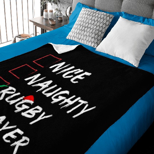 Nice Naughty Rugby Player List , Funny Christmas Baby Blankets