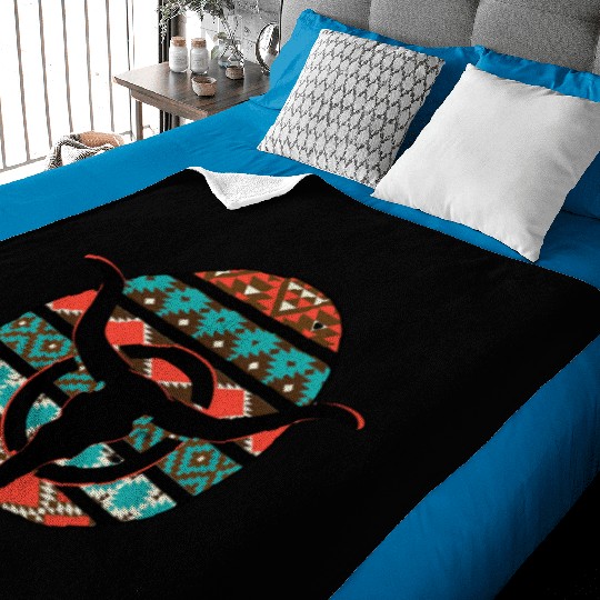 Retro Cow Skull Baby Blankets