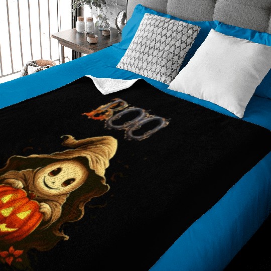 Adorable Boo Kid Ghosts With Pumpkin Baby Blankets