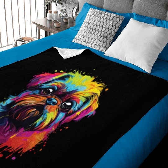 Watercolor Colorful Belgian Dwarf Griffons Baby Blankets