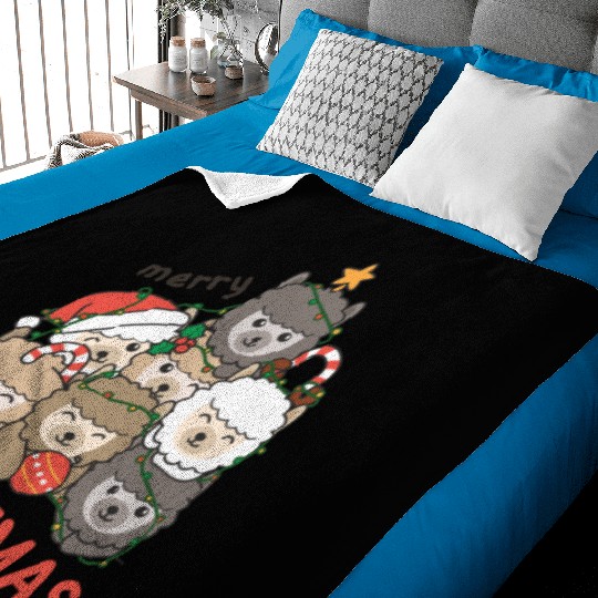 Alpaca Christmas Tree Merry Christmas Baby Blankets