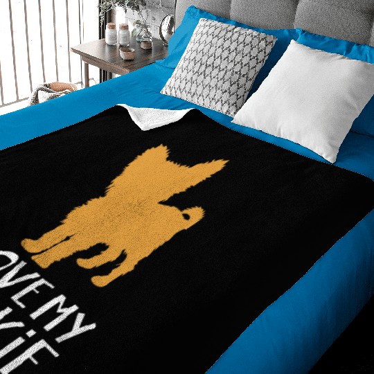 Yorkshire Terrier Dog Silhouette I Love My Yorkie Baby Blankets