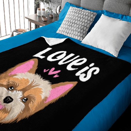 Love Is Yorkie Face Yorkshire Terrier Dog Baby Blankets