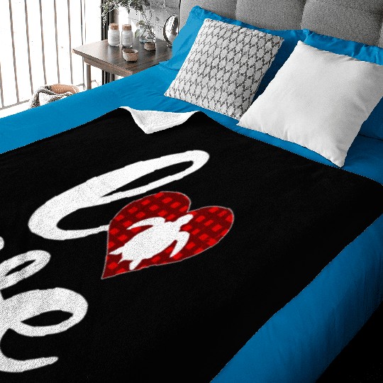Sea Turtle Lover Buffalo Plaid Love Turtle Baby Blankets