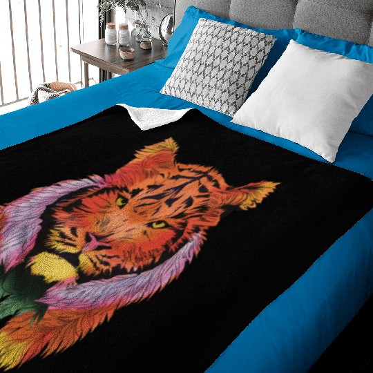 A Colorful Tiger Made From Plant Baby Blankets