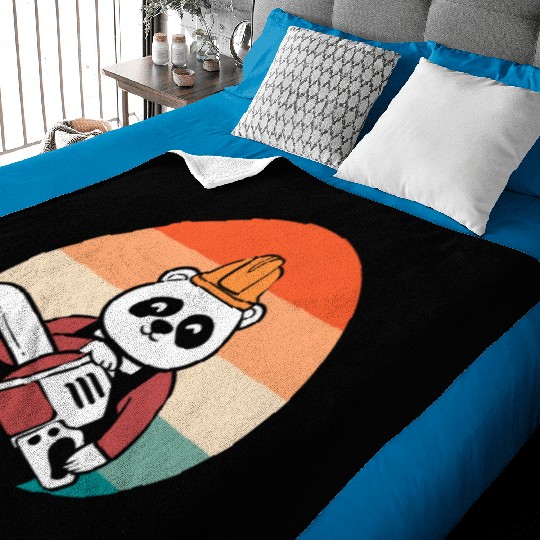 Panda Chainsaw Tree Worker Baby Blankets