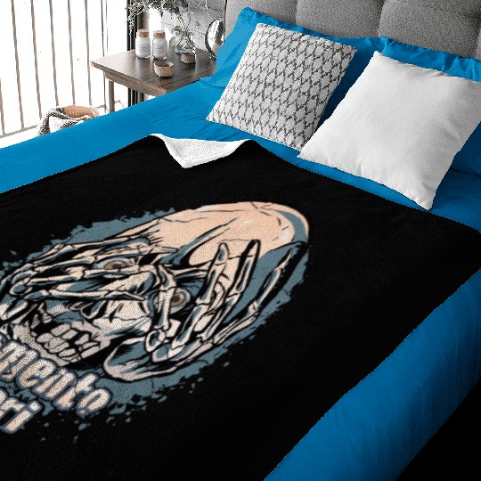 Unique Skull With Skeleton Hands Over Face Baby Blankets