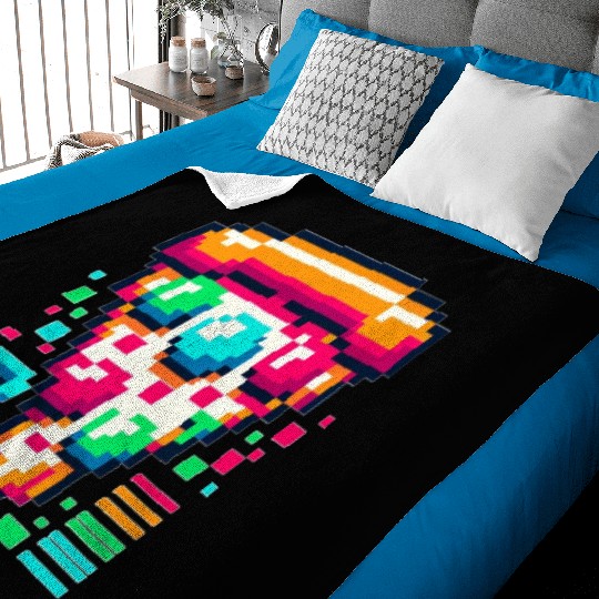Futuristic Pixel Pizza: Neon-Topped Delight Baby Blankets