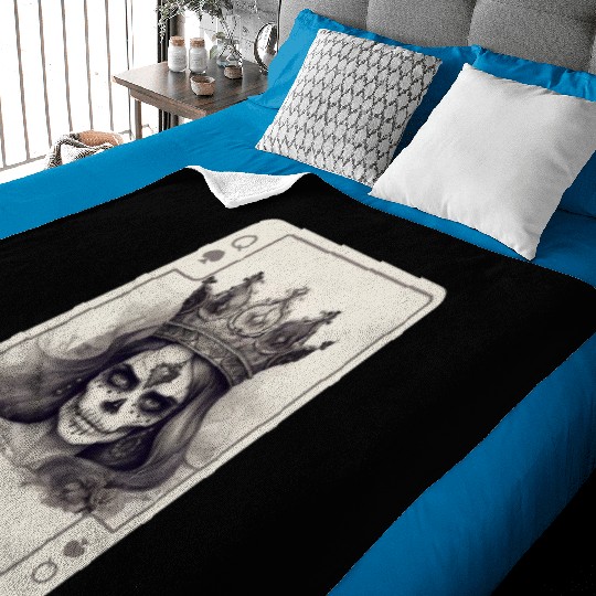 Poker Cards Queen of Spades Creepy Gothic Baby Blankets