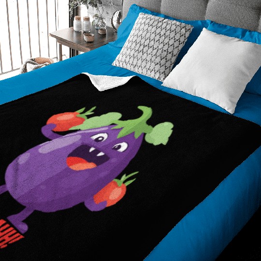 Eggplant Tomato Party Goofy Ahh Baby Blankets