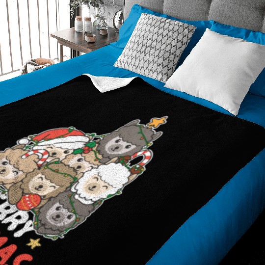 Alpaca Christmas Tree Merry Christmas Baby Blankets