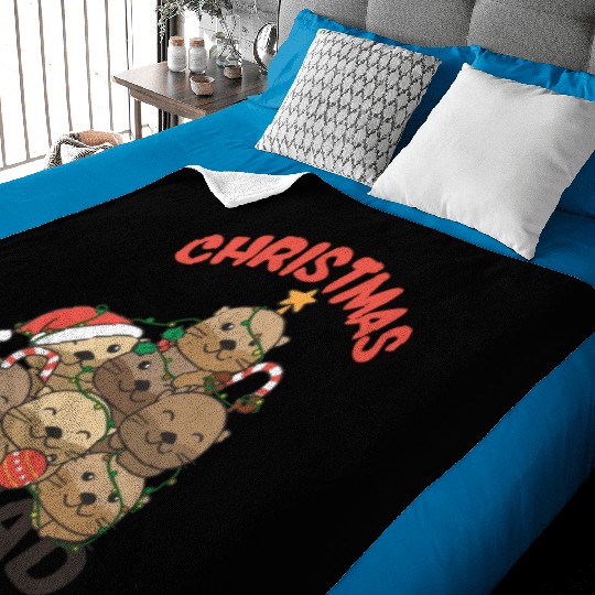 Otter Christmas Tree Christmas Squad Otter Baby Blankets