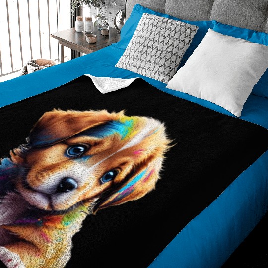 Cute Puppy Made of Liquid Colours Baby Blankets