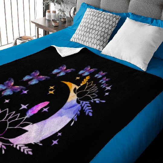 Celestial Serenity Moon, Lotus, Feather, butterfly Baby Blankets