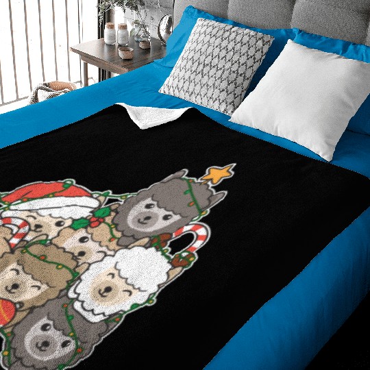 Alpaca Christmas Tree Funny Animal Christmas Baby Blankets