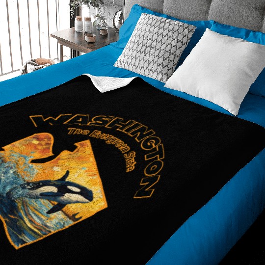 Washington Wildlife - orca Baby Blankets