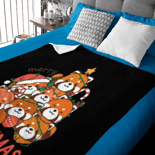 Red Panda Christmas Tree Merry Christmas Baby Blankets