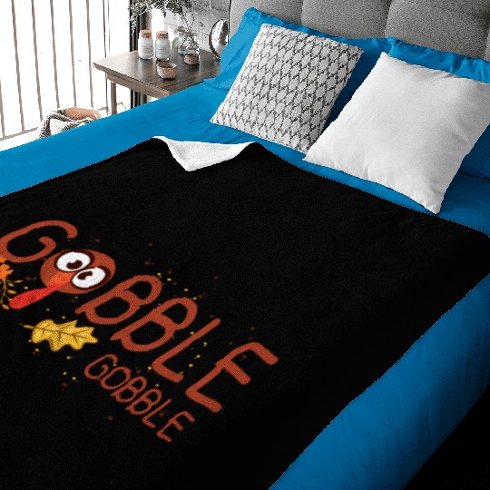 Thanksgiving Gobble Baby Blankets Funny Turkey Graphic