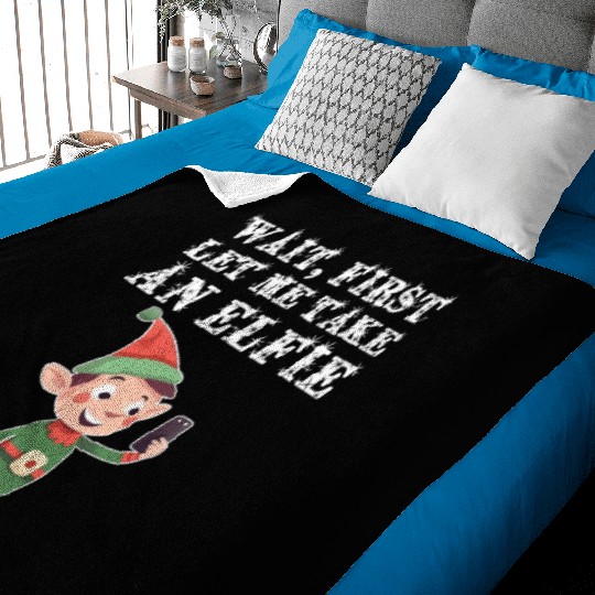 Funny Elf Christmas Pun Let Me Take An Elfie Baby Blankets