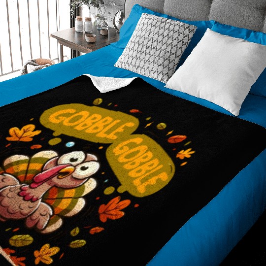Fun Turkey Gobble Gobble for a Joyful Thanksgiving Baby Blankets