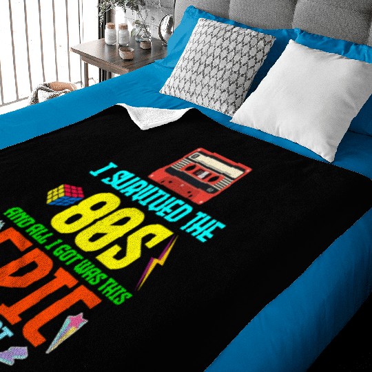 Retro Nostalgia Collage I Survived the '80s' Epic Baby Blankets