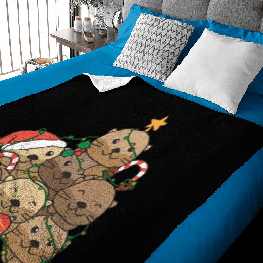 Otter Christmas Tree Funny Animal Christmas Baby Blankets