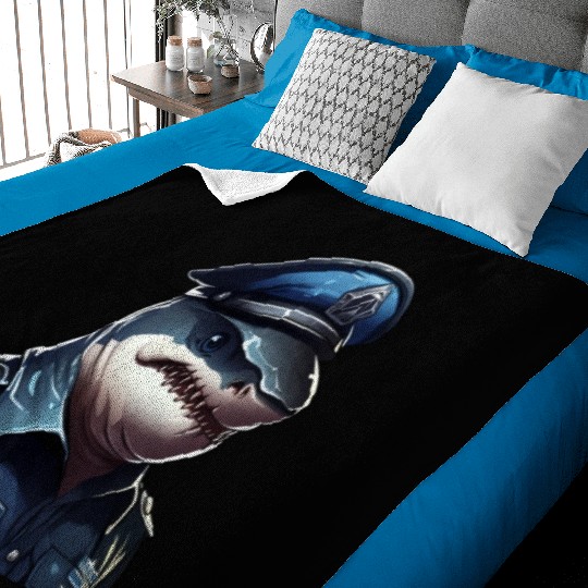 Police shark Baby Blankets