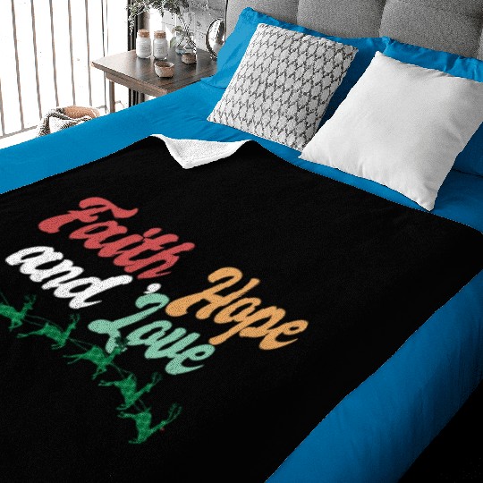 Faith Hope Love Religious Family Christmas Baby Blankets