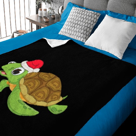 Christmas Baby Blankets for Girls Sea Turtle Santa Hat