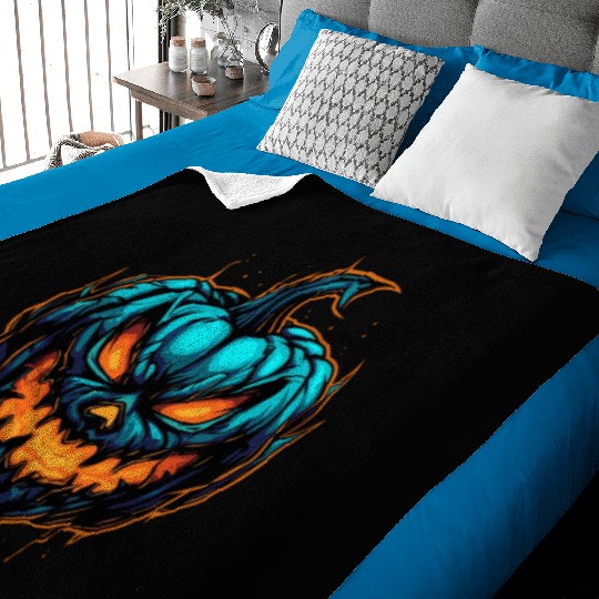 Spooky Colorful Halloween Pumpkin Baby Blankets