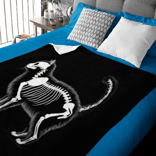 Anatomy of a Cat: Skeleton in Monochrome Baby Blankets