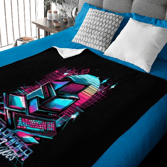 Retro Neon Programmer Vibes 90s Baby Blankets