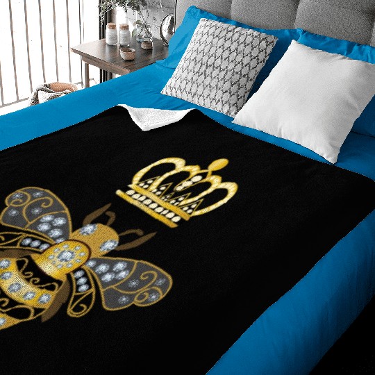 Queen Bee Crown Women Hive Beekeeping Bee Women Baby Blankets