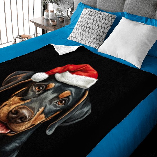 Doberman Pinscher Christmas Dog Baby Blankets