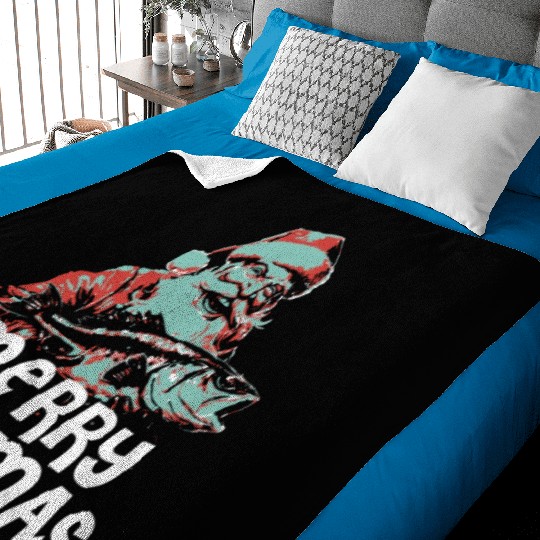 Funny Santa Claus Fishing Merry Fishmas Christmas Baby Blankets