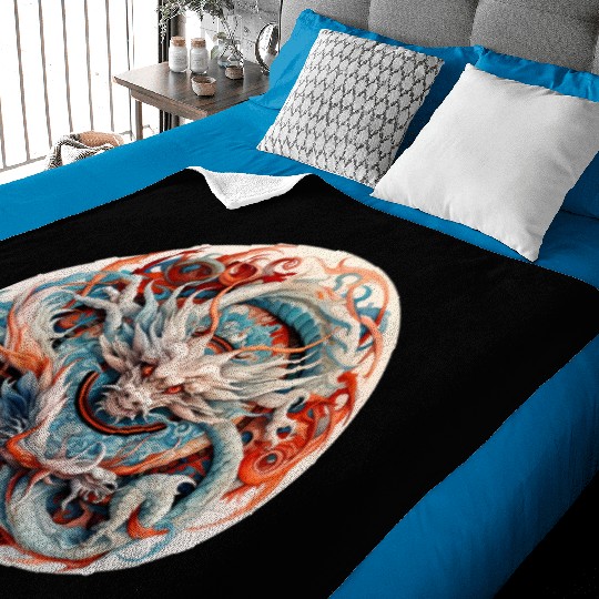 Chinese Dragon Mandala Art Baby Blankets