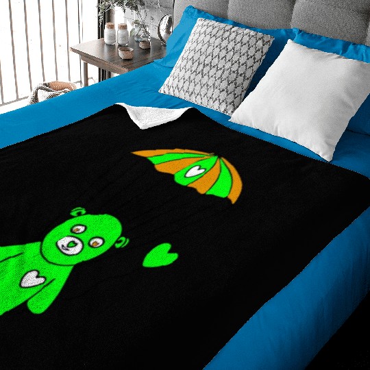 Teddy Bear - The Green Skydiver Baby Blankets