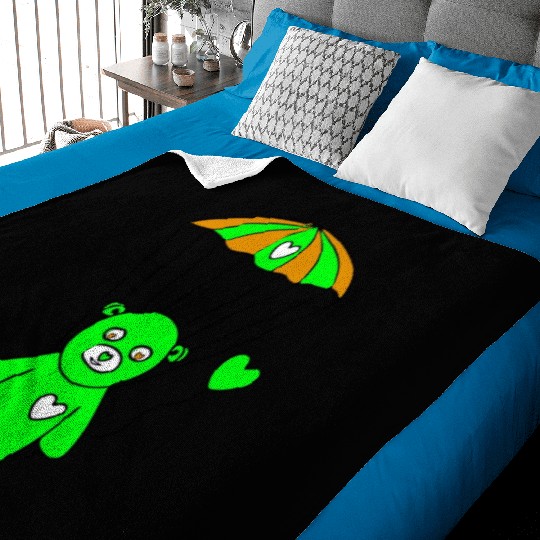 Teddy Bear - The Green Skydiver Baby Blankets