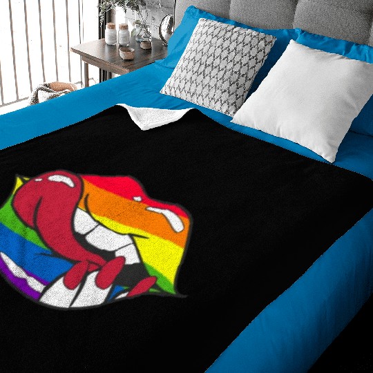 LGBTQ Rainbow Pride Flag Funny Sexy Lips Baby Blankets