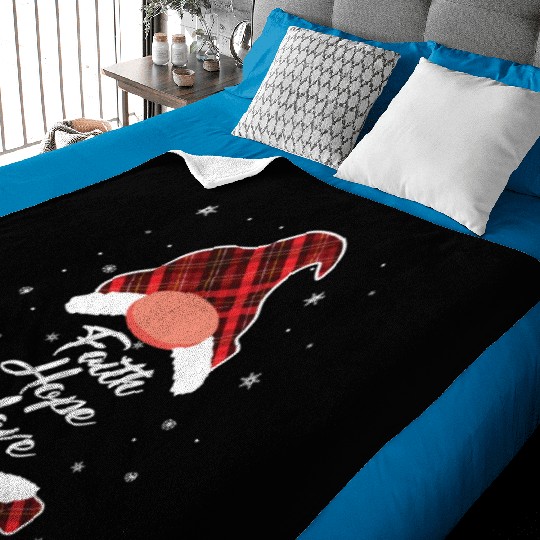 Faith Hope Love Religious Family Christmas Gnome Baby Blankets