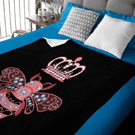 Queen Bee Crown Women Hive Beekeeping Bee Women Baby Blankets