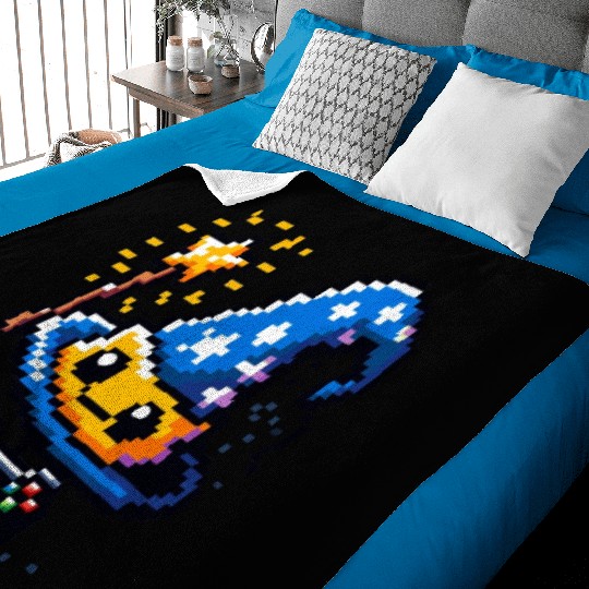 Gamer Wizard 8-Bit Hat with Controller Wand Baby Blankets