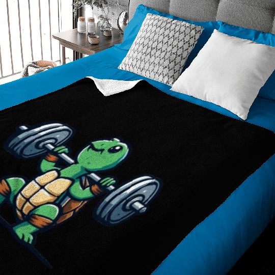 Turtle squats funny gym Baby Blankets