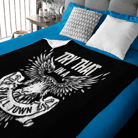 Try That In A Small Town American Flag Eagle Baby Blankets