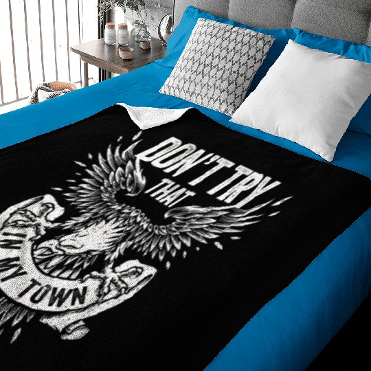 Try That In A Small Town American Flag Eagle Baby Blankets